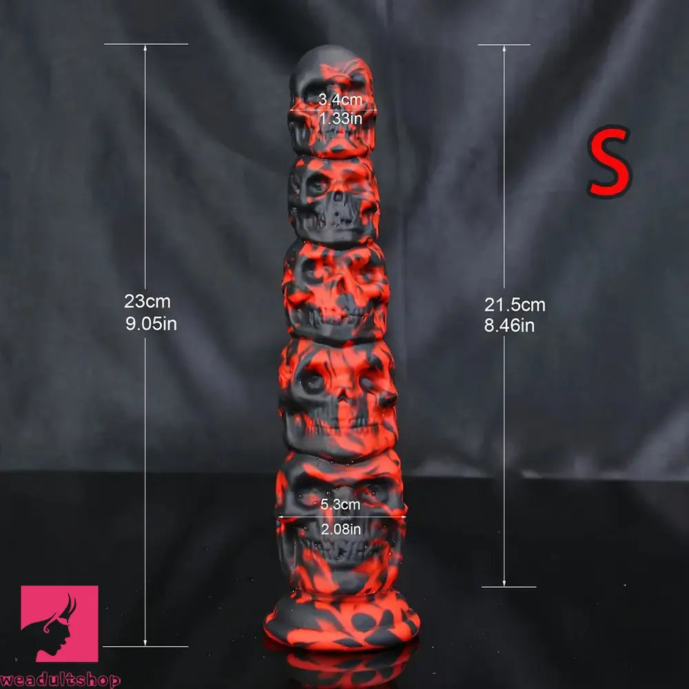 9.05in 11.41in Silicone Soft Monster Skull Big Thick Creature Dildo For Anus