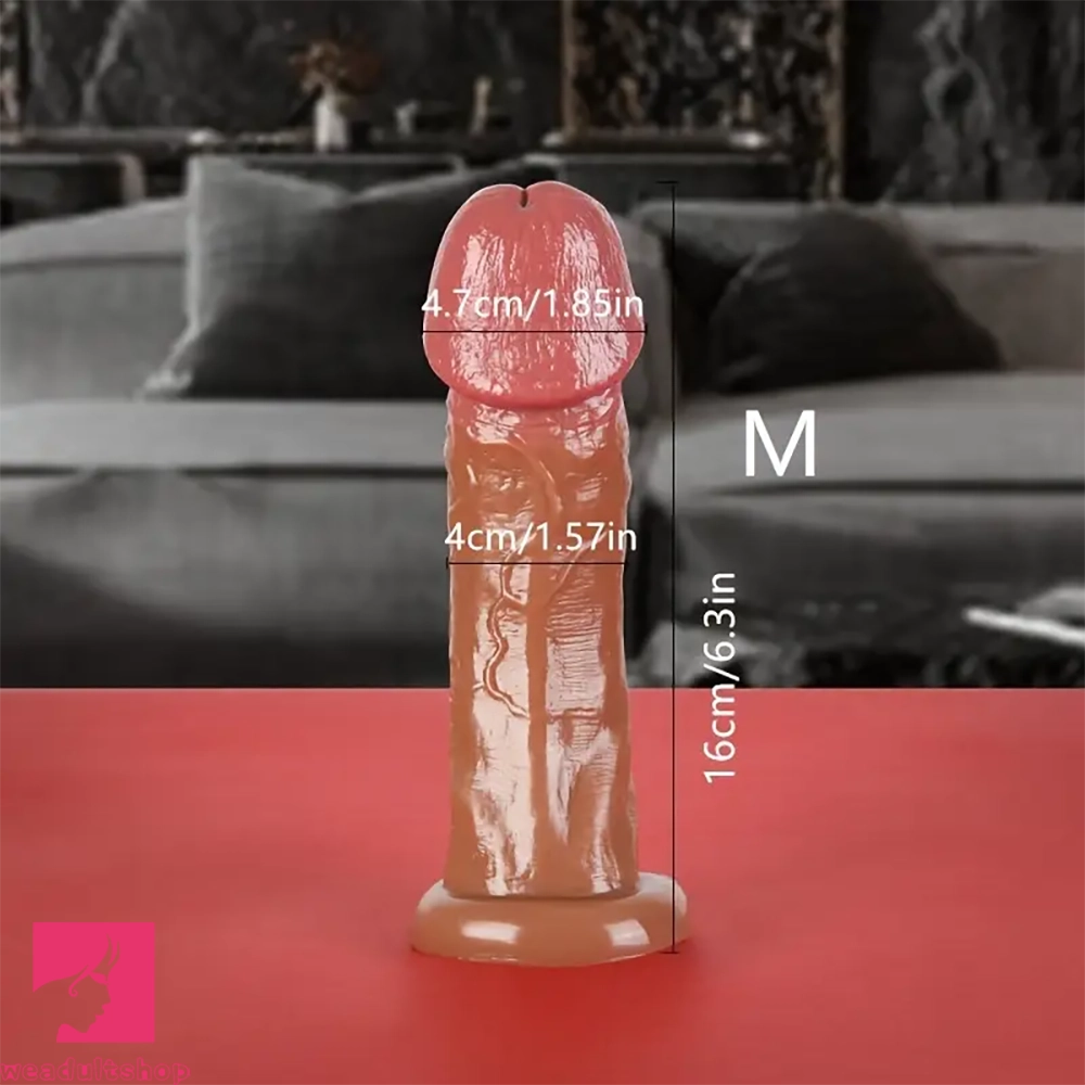 6.3in 7.08in 8.07in Big Glans Head Real Skin Clit G-Spot Stimulation Dildo