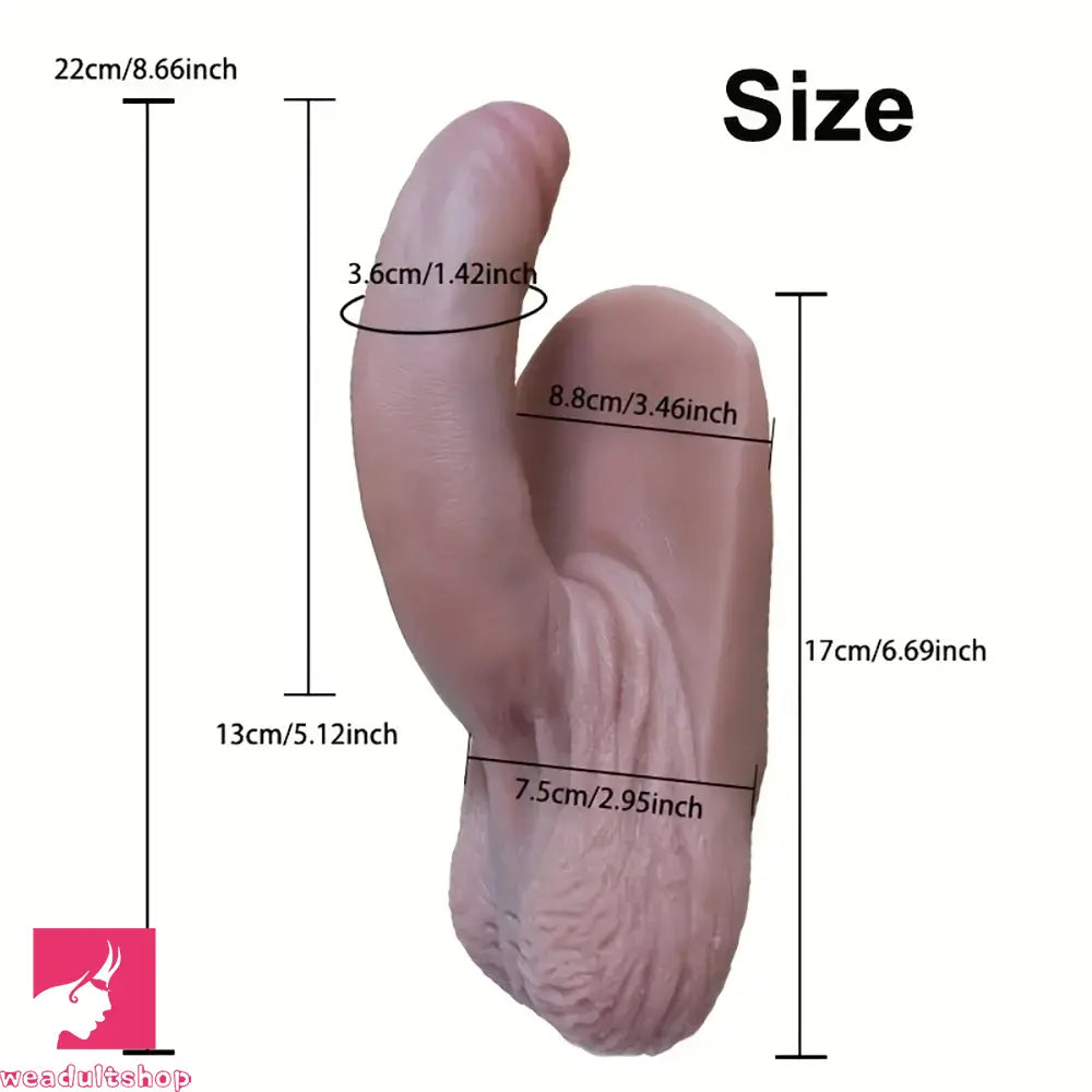 8.66in Silicone Full-Body Soft Male Penis Real Dildo Durable Manual Toy