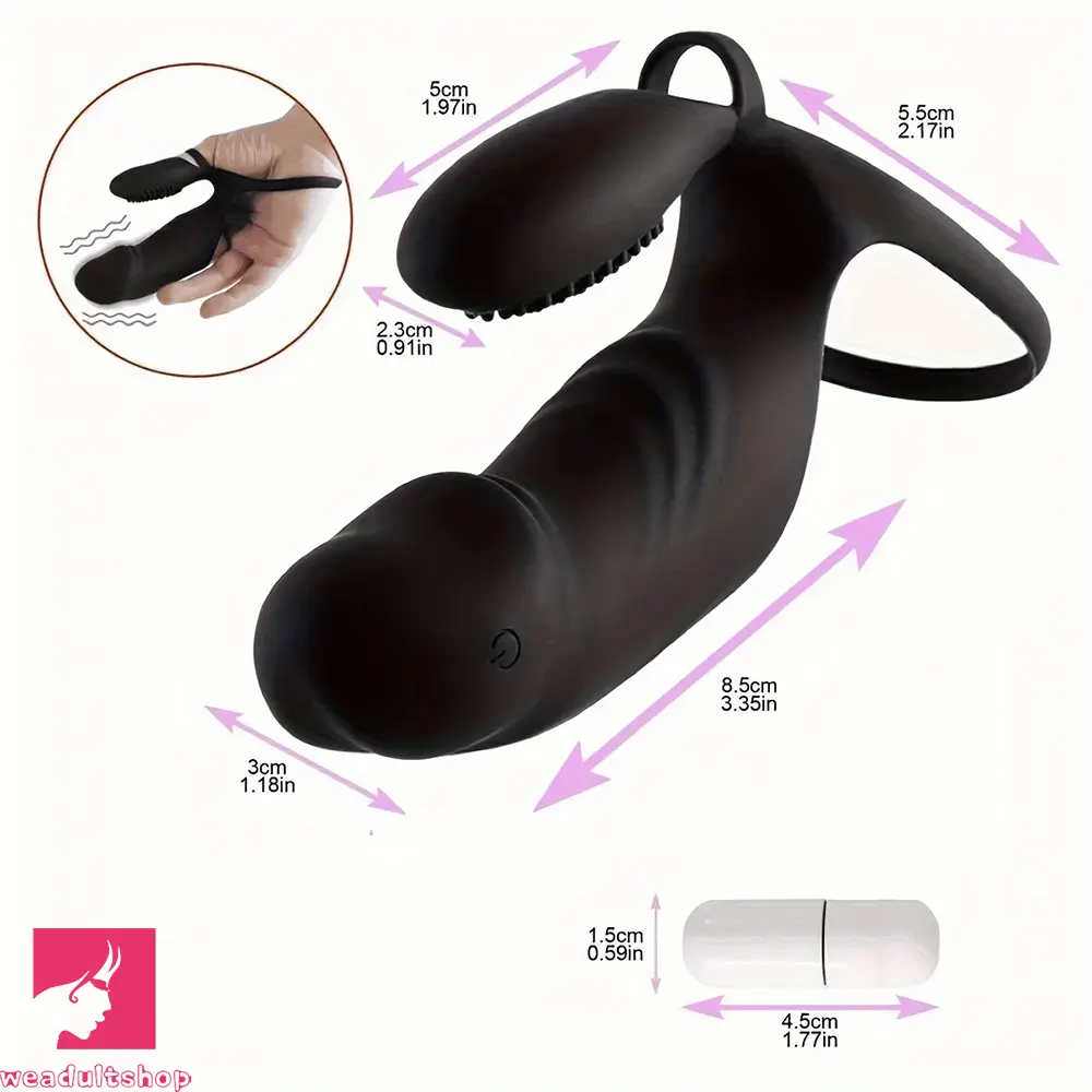 3.35in Finger Dildo Sleeve Vibrator Rechargeable G-Spot Massager Cock Toy