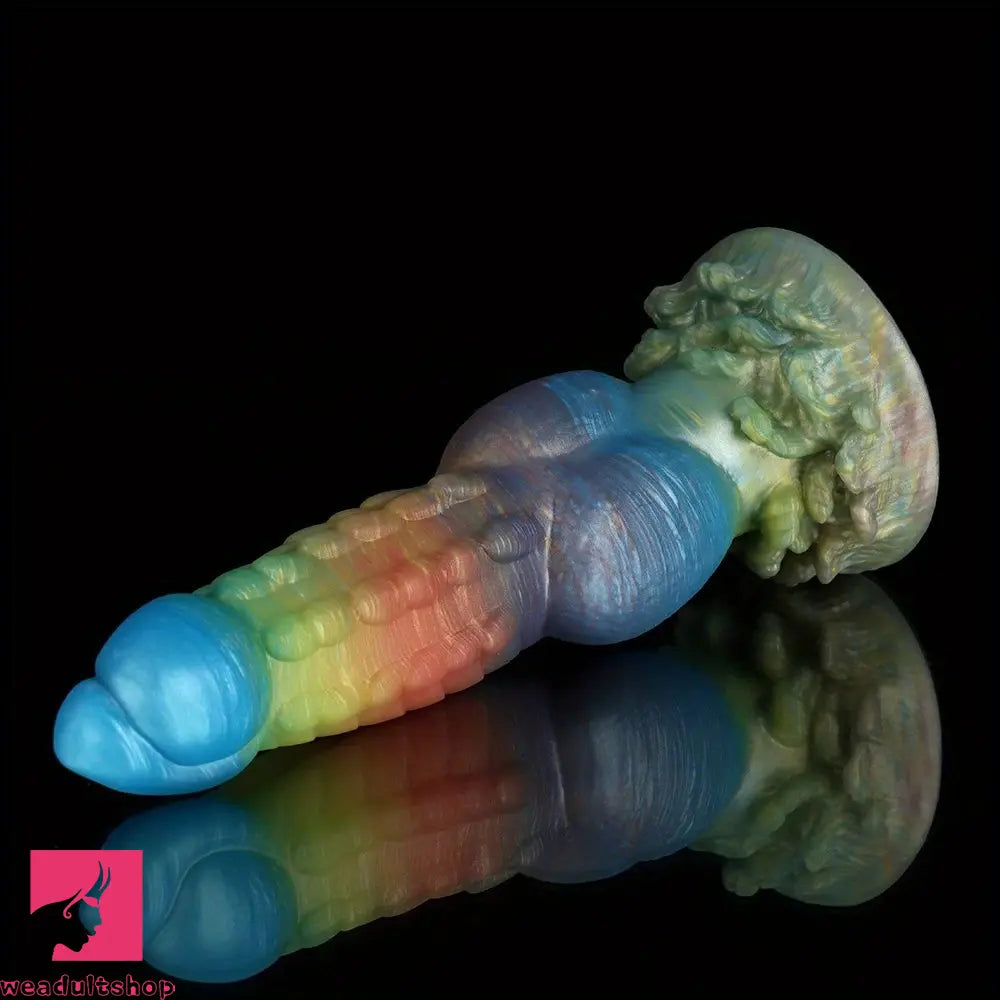 8.5in Multicolored Silicone Oddity Erectional Realistic Knot Anal Dildo