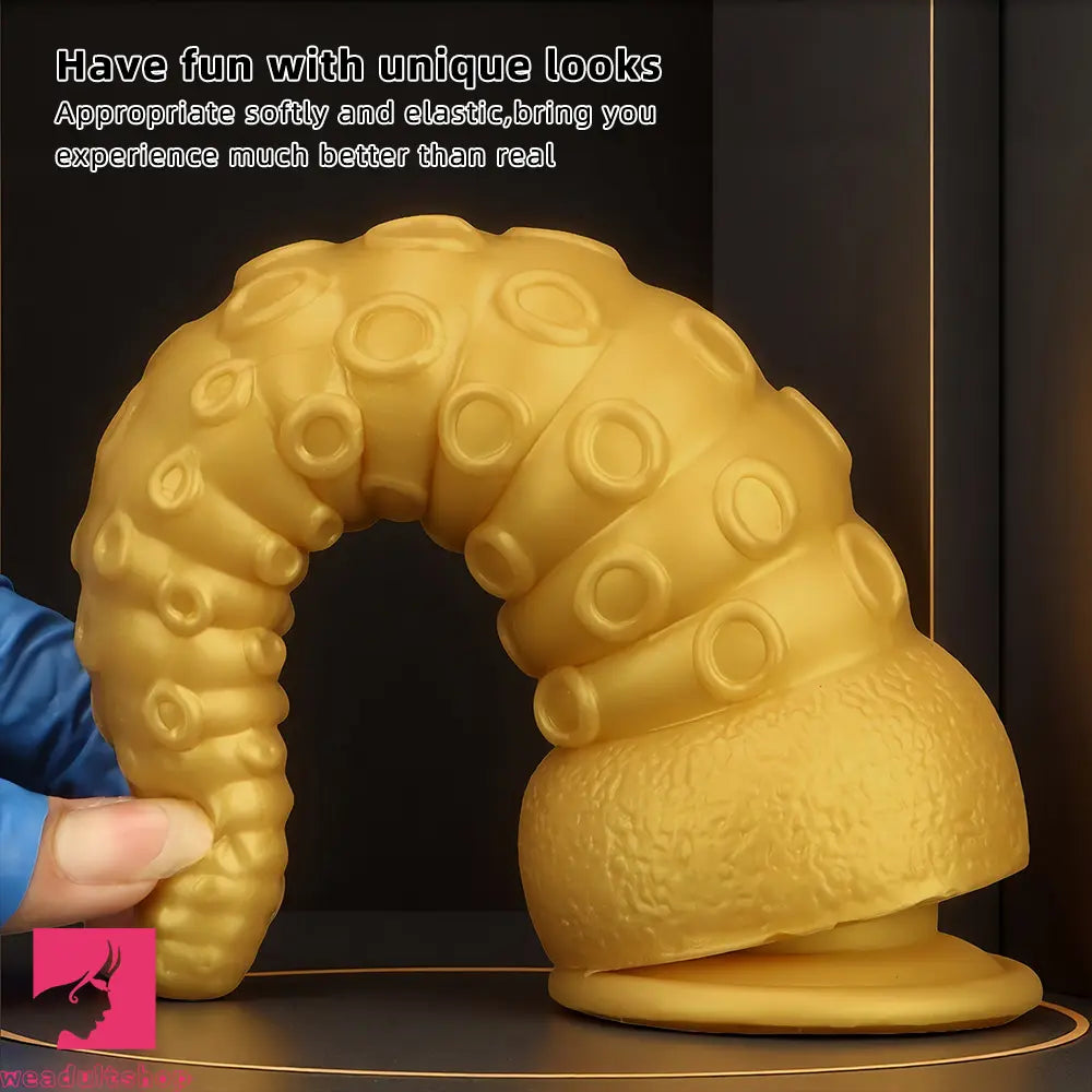 6.1in 6.88in 8.26in 8.66in Gold Silicone Multi-size Octopus Thick Sex Dildo