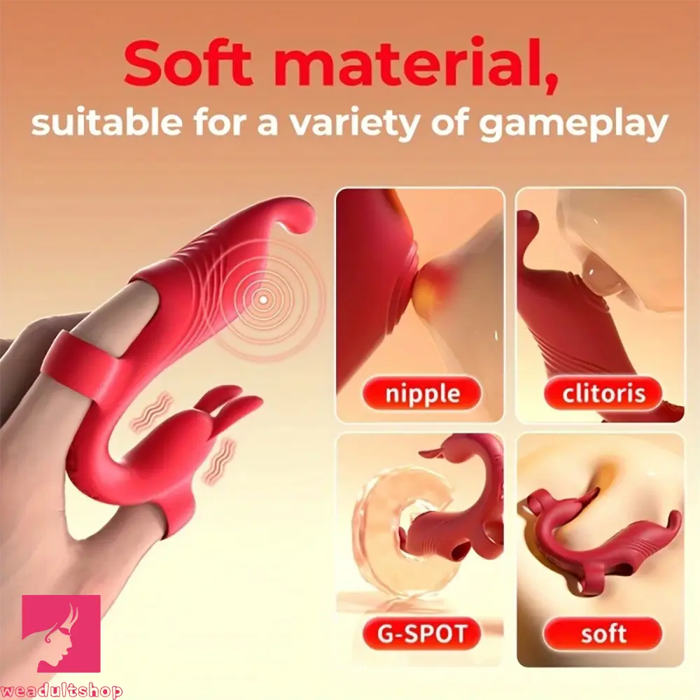 4.52in Rabbit Finger Stimulator 10 Vibration G-spot Mini Nipple Cock Dildo