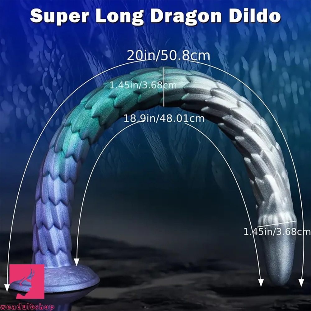 20in Fantasy Monster Long Dildo Soft Flexible Liquid Silicone Cock Butt Plug