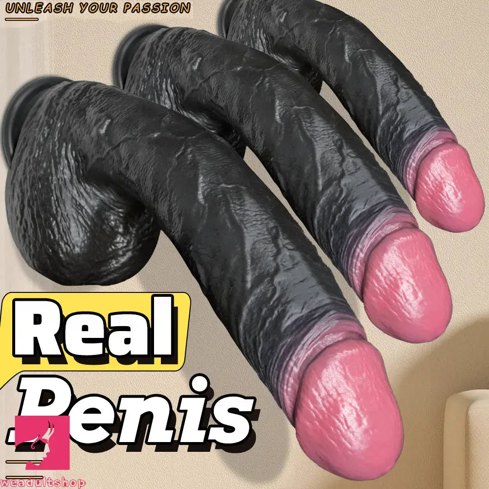 7.87in 10.03in 11.88in Dual Density Silicone Lifelike Big Dildo Love Dilator