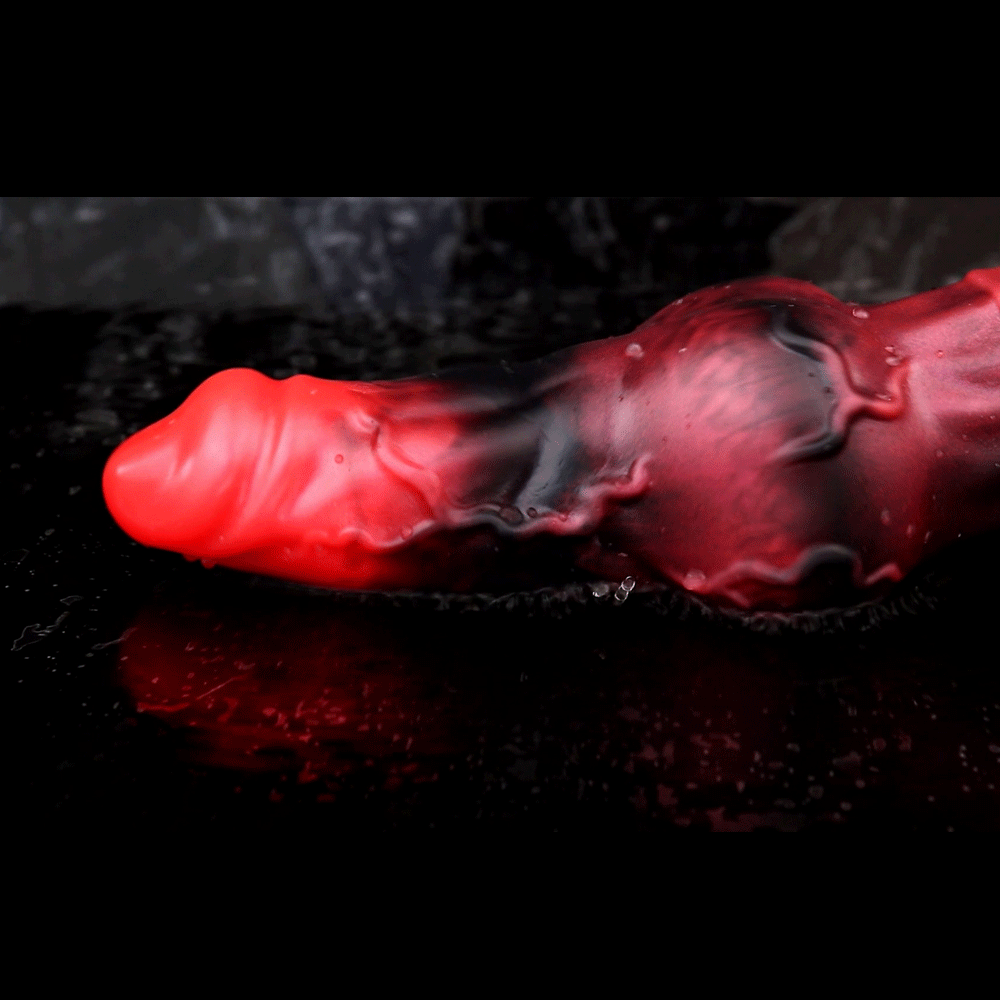7.17in Silicone Animal Sleeve Knot Vibrating Hollow Dildo With Cock Ring