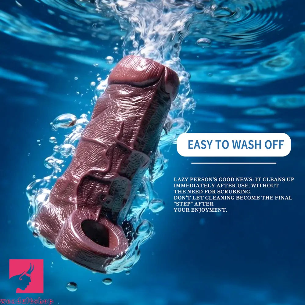 4.13in 4.8in 6.42in Real Skin Platinum Silicone Dildo Sleeve Male Cock Sex Toy