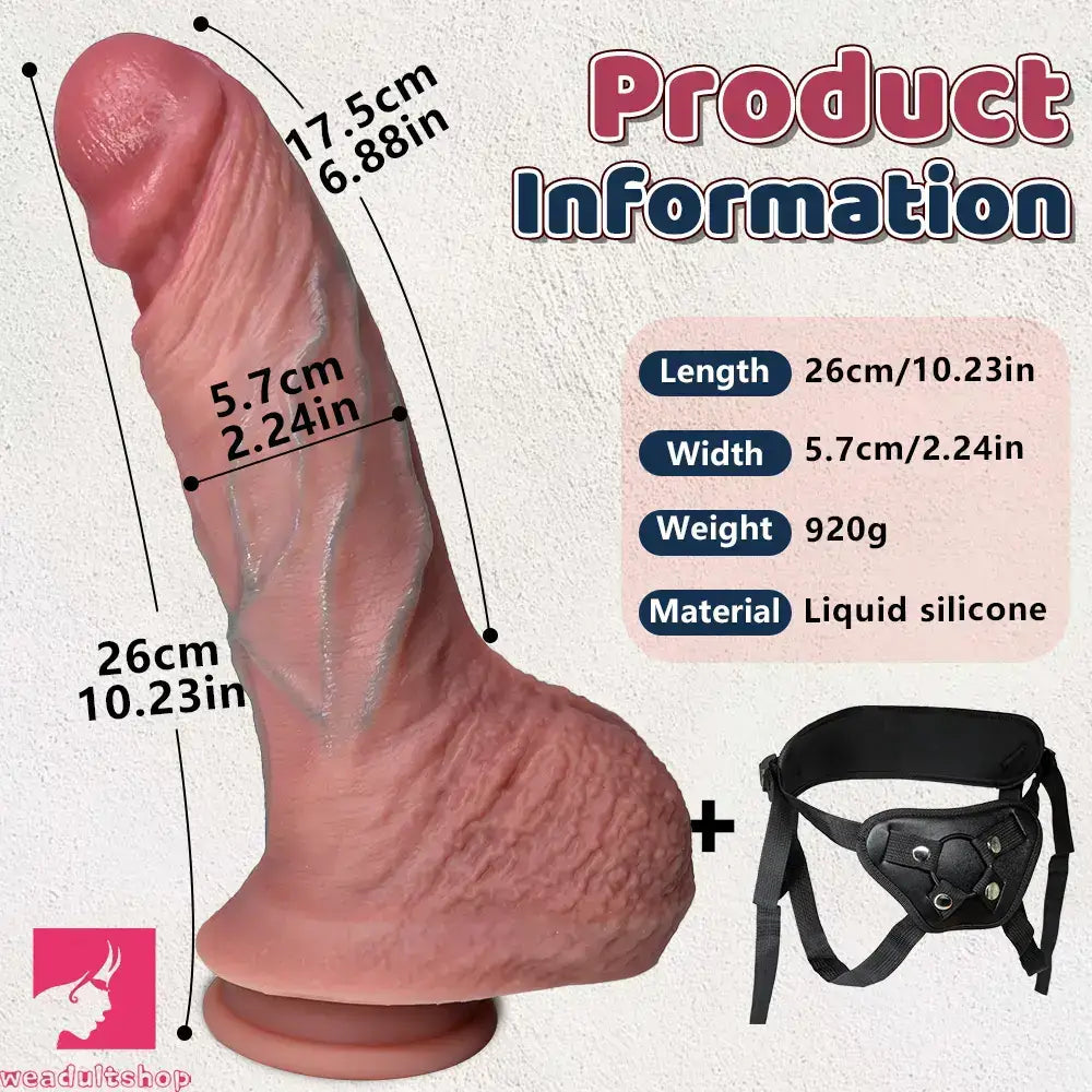 10.23in Real Feeling Strap on Silicone High Quality Heat Resistant Dildo