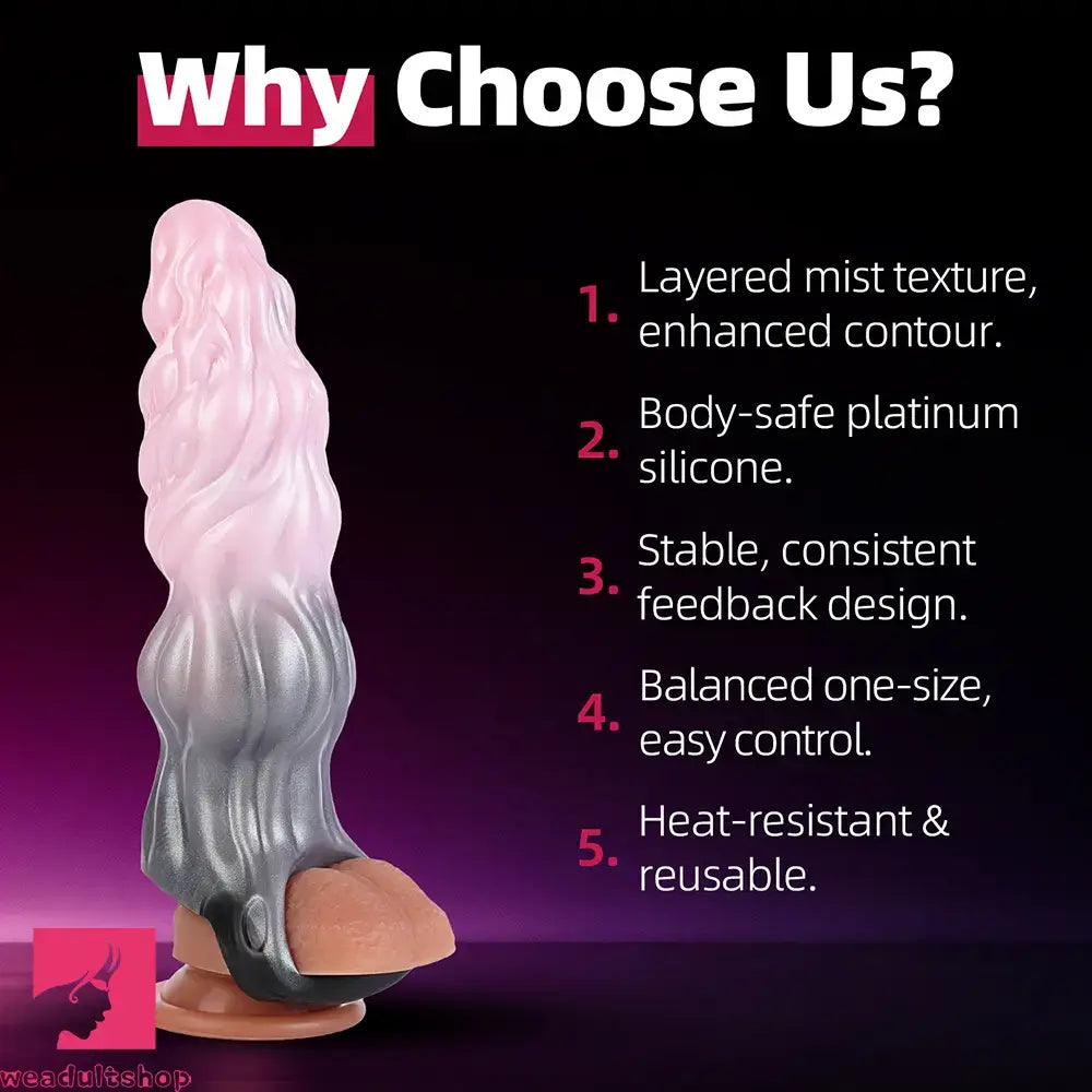 7.87in Hollow Fantasy Silicone Penis Sleeve Dildo For Physical Delay Control
