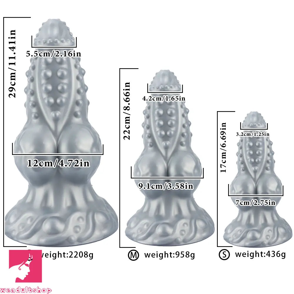 6.69in 8.66in 11.41in Spiked Tentacle Knot Silicone Big Comfortable Dildo