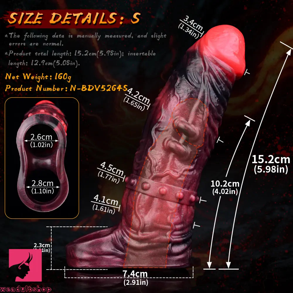5.98in 7.09in Silicone Cock Sleeve Spiked Hollow Vibrating Odd Cock Dildo