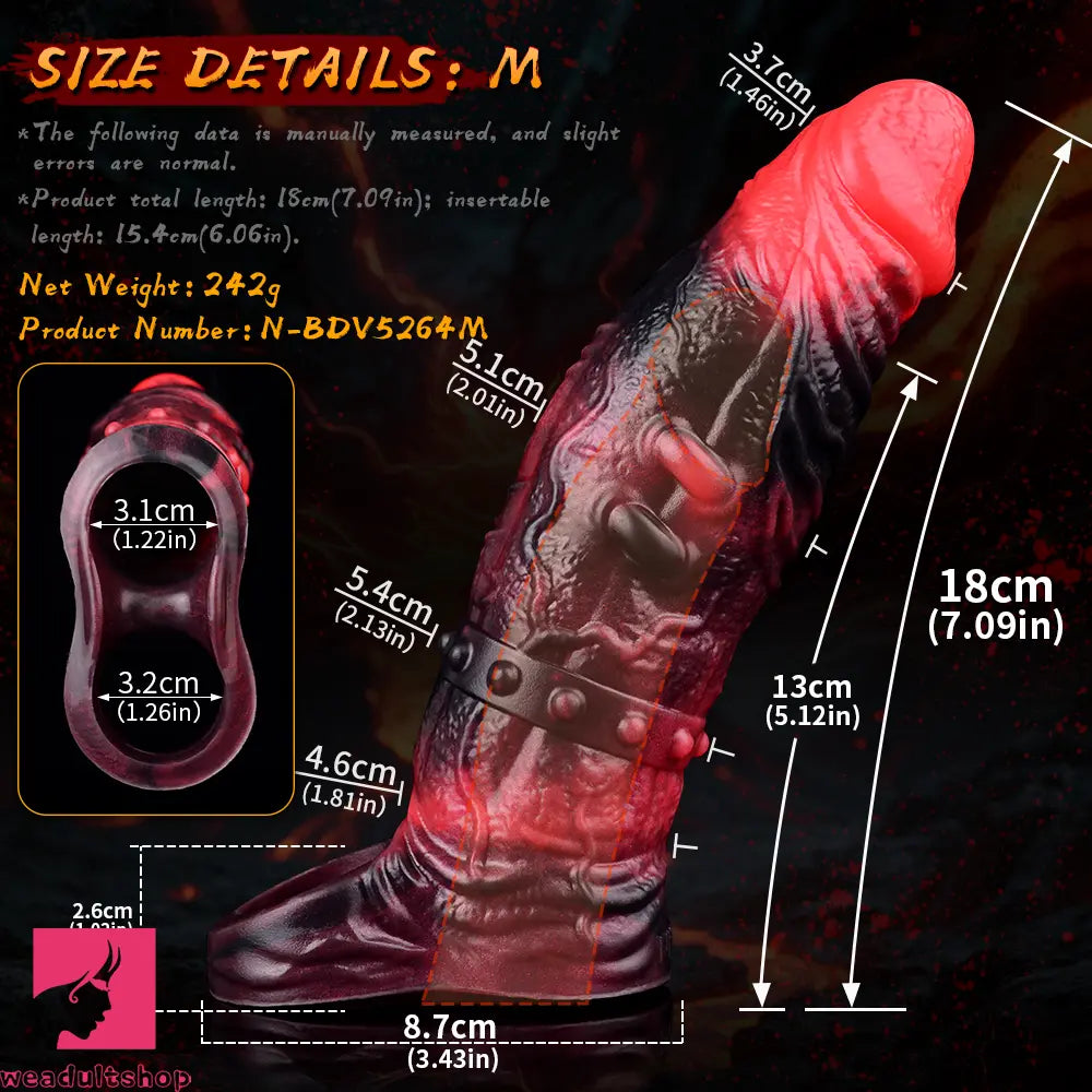 5.98in 7.09in Silicone Cock Sleeve Spiked Hollow Vibrating Odd Cock Dildo