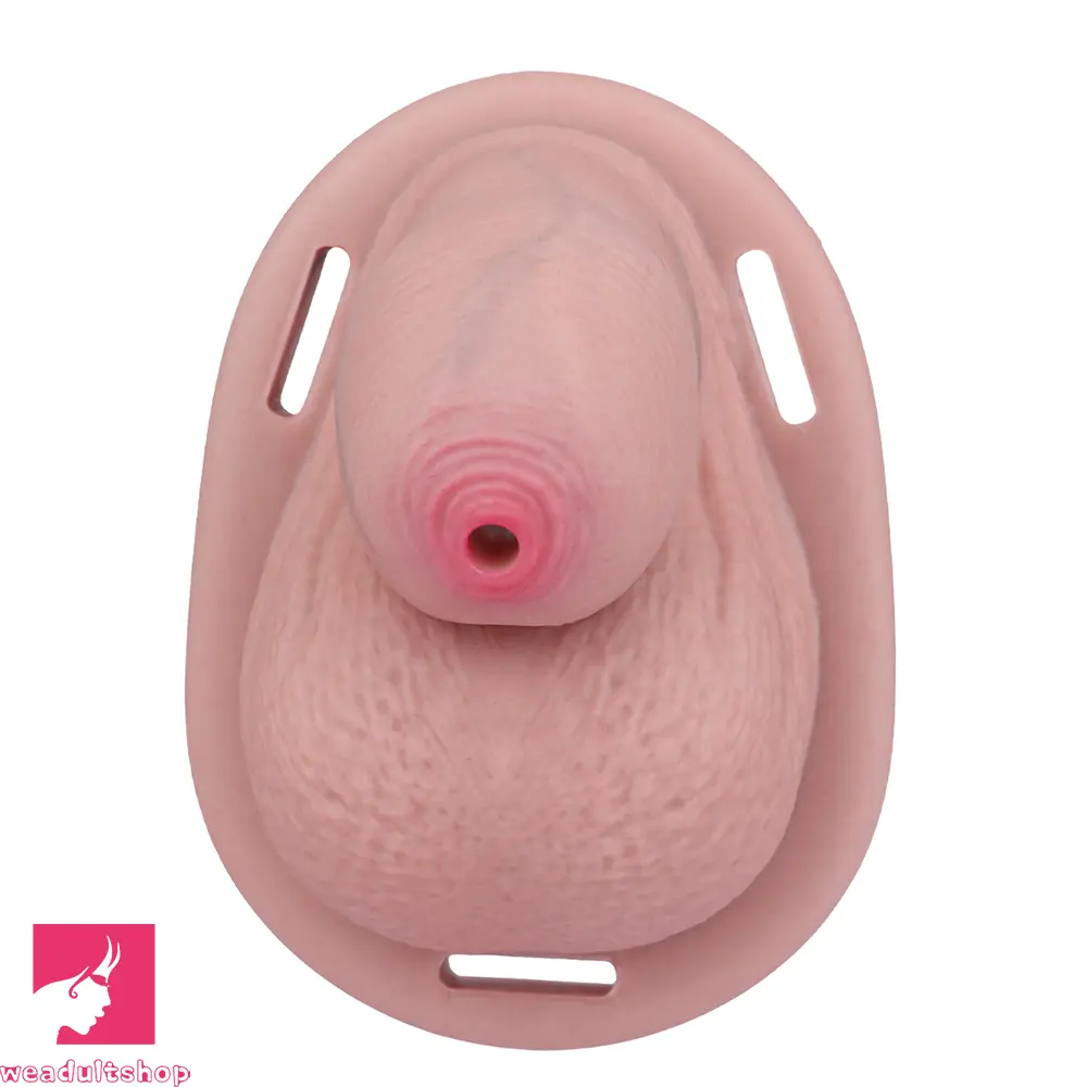 2.36in Silicone Soft Mini Cock Cage Strap on Chastity Dildo With Lock