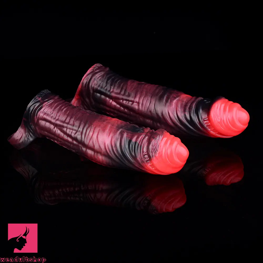 5.98in 7.09in Silicone Cock Sleeve Soft Vibrating Uncut Hollow Dildo For Clit
