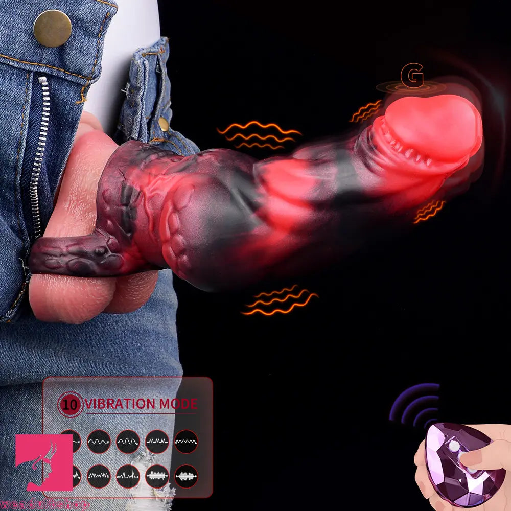 7.17in Silicone Dog Cock Sleeve Knot Vibrating Automatic Hollow Soft Dildo