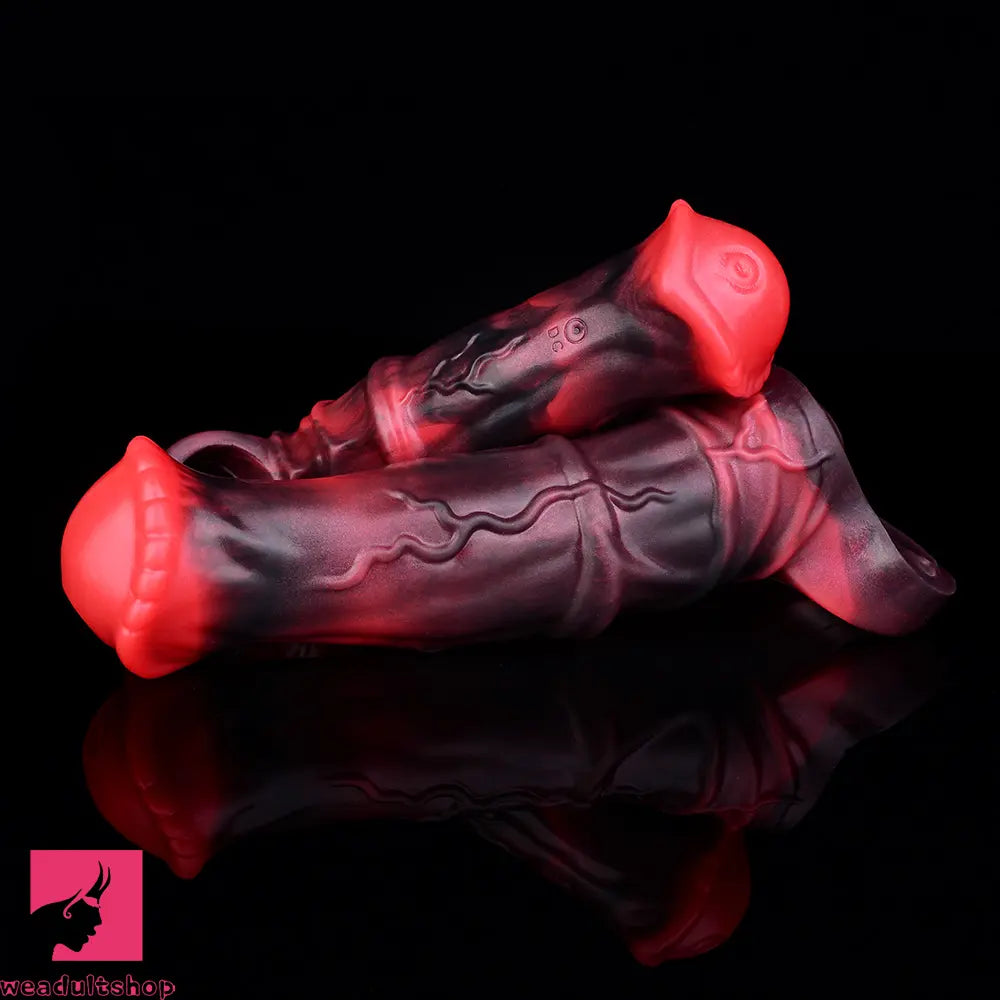 5.58in 7.17in Silicone Horse Penis Sleeve Cock Ring Hollow Vibrating Dildo
