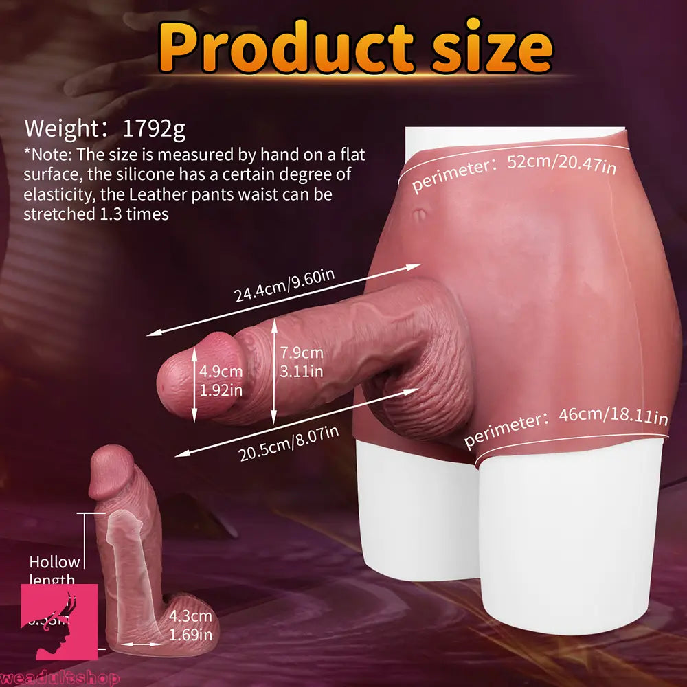 9.6in Hollow Leather Pants Strap on Dildo Liquid Silicone Dildo Cock