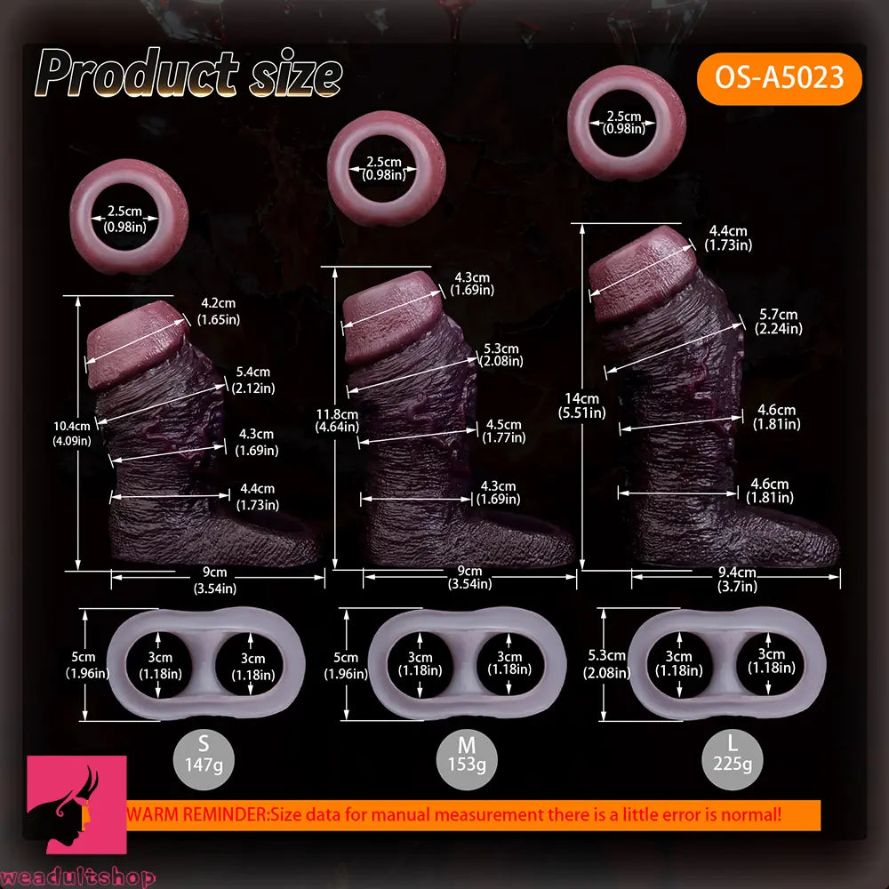 4.09in 4.64in 5.51in Lifelike Cock Soft Silicone Flexible Real Dildo Sleeve