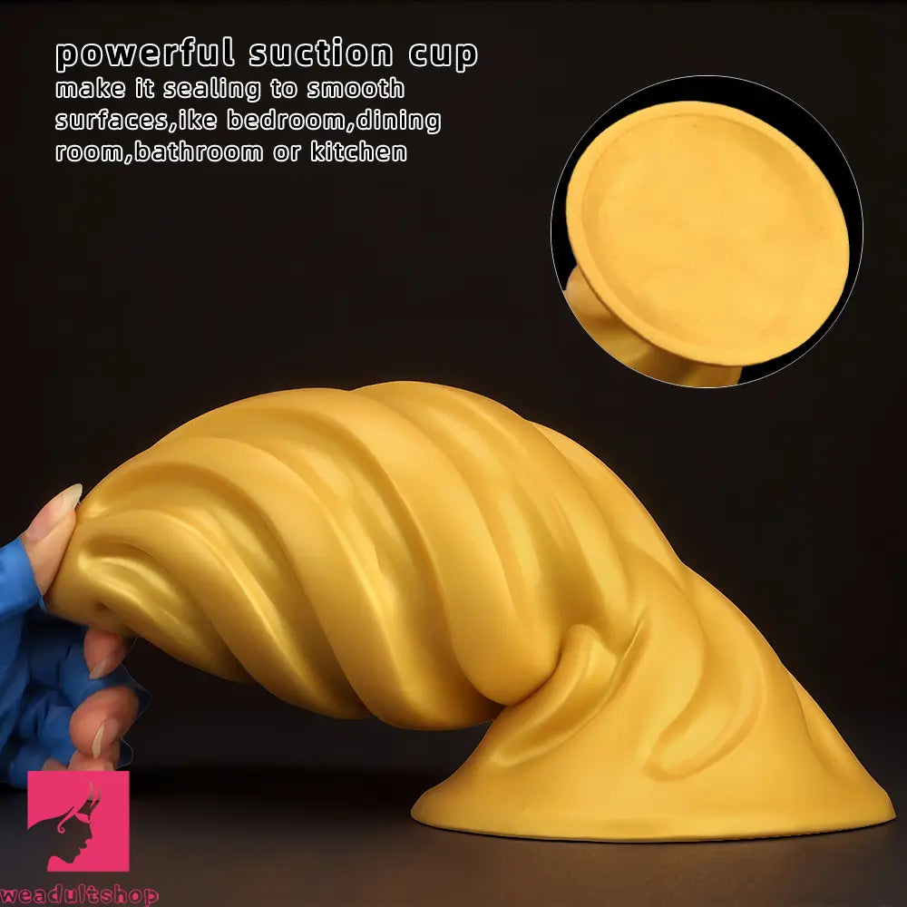 6.49in 7.67in 9.05in 9.84in Golden Silicone Spiral Thread Women Dildo