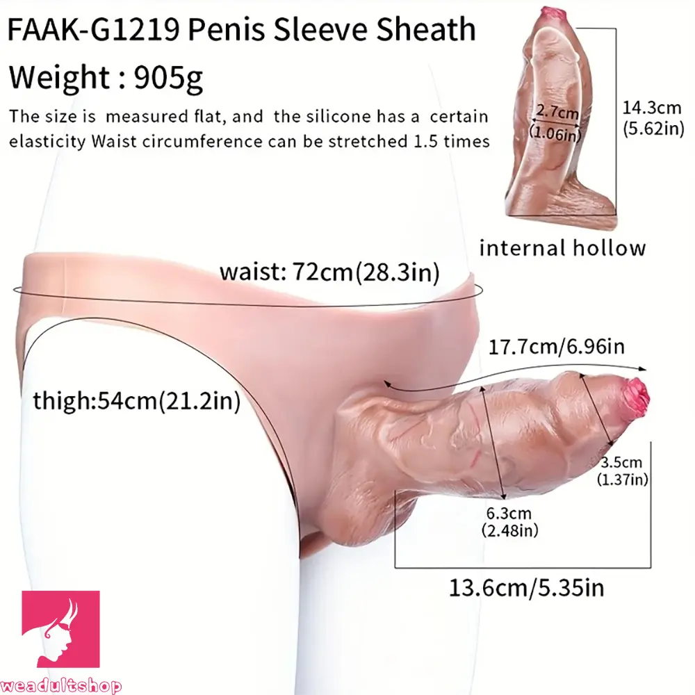 6.96in Uncut Silicone Cock Wearable Dildo Hollow Strap on Dildo with-turtle