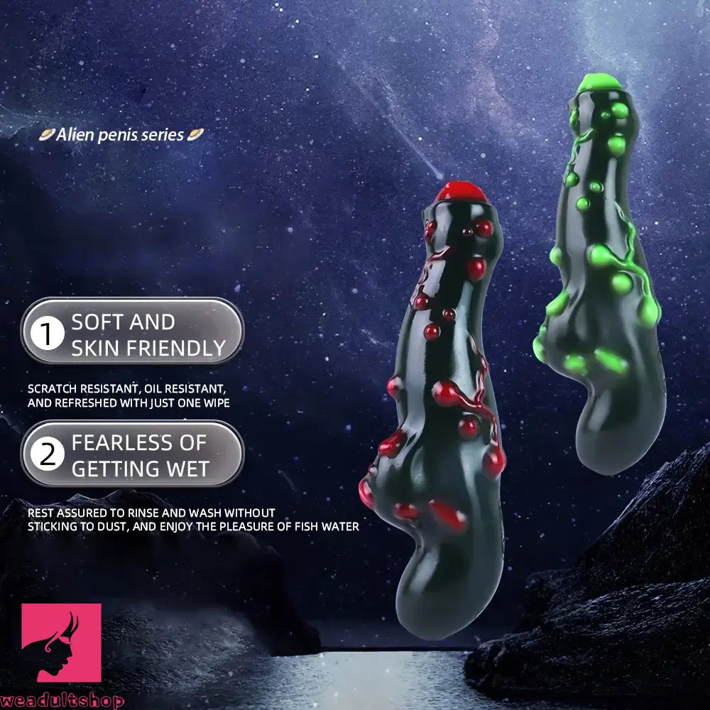 7.38in Alien-Like Colorful Bumps Liquid Silicone Dual-Use Dildo For Anus