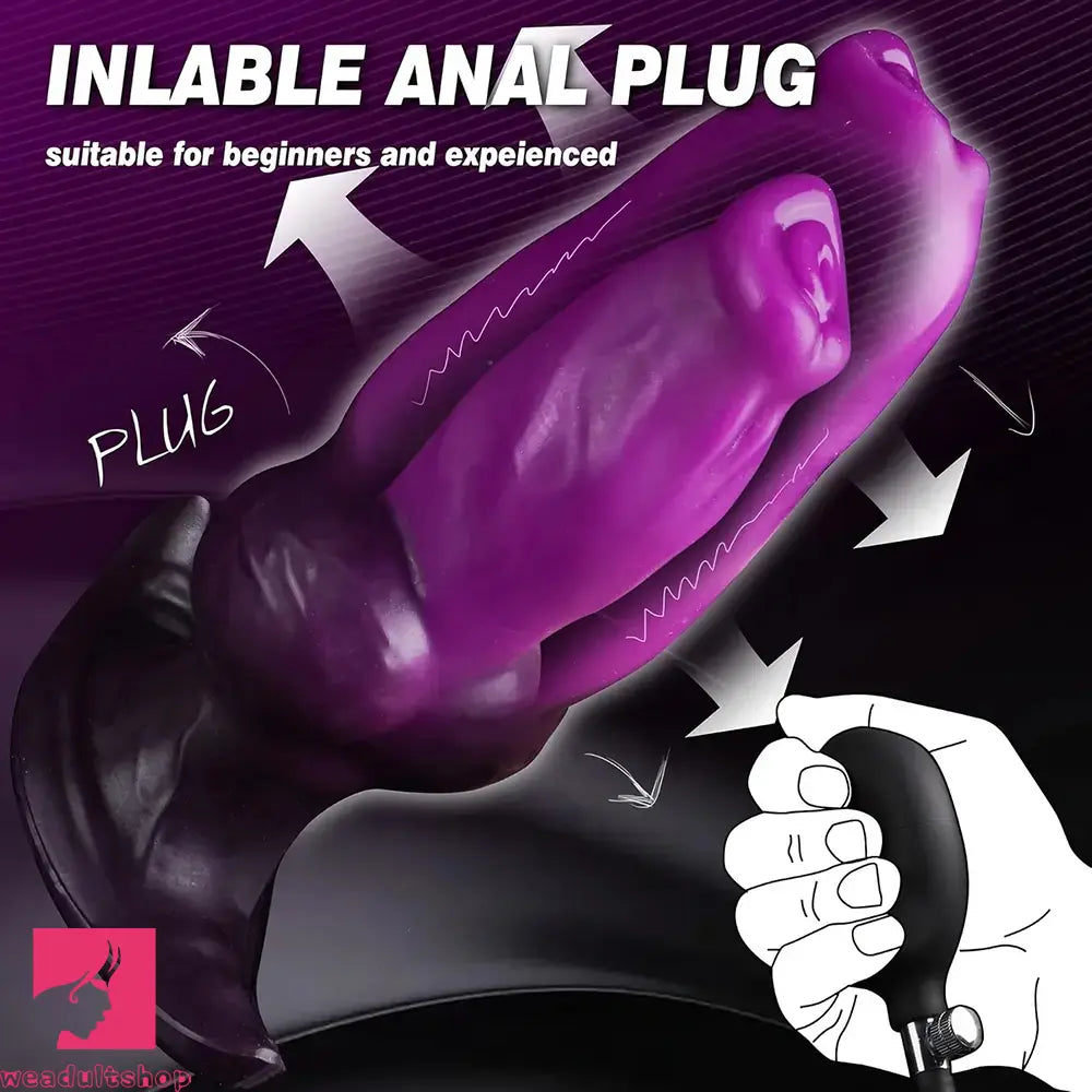6.8in Inflatable Liquid Silicone Wearable Knot Soft Dildo With Useful T-Base
