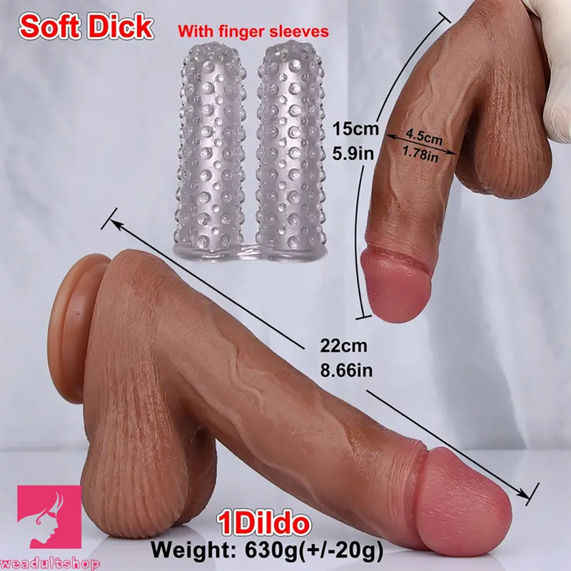 8.66in Liquid Silicone Realistic Dual Density Dildo Soft Skin Prostate Cock
