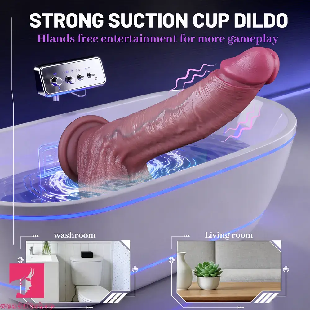 8.66in Thrusting Vibrating Heating Automatic Lifelike Big Dildo For Love