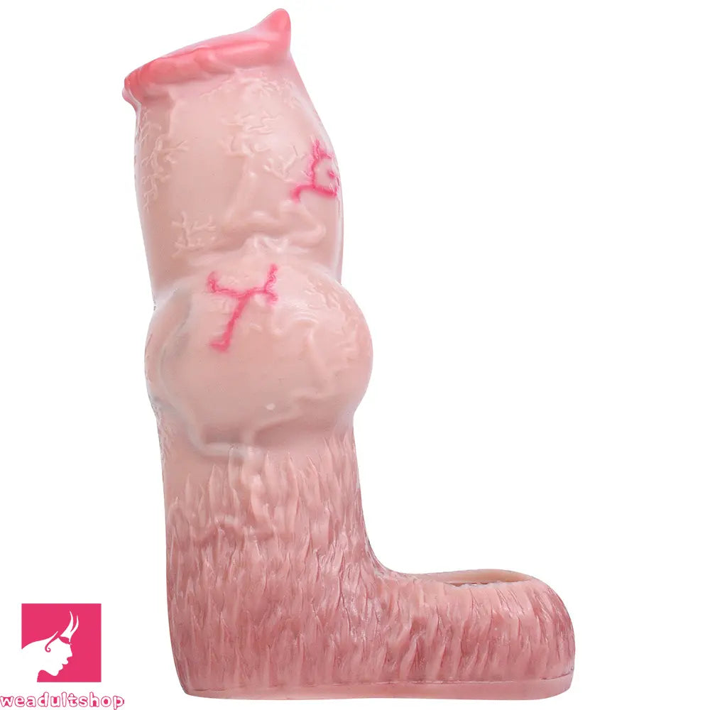 5.47in 6.49in 6.77in Realistic Dog Lifelike Dildo Cock Sleeve Close Open Head