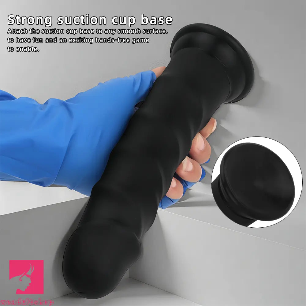 6.69in 8.46in 9.84in Black Mushroom Head Silicone Soft Dildo For Sex