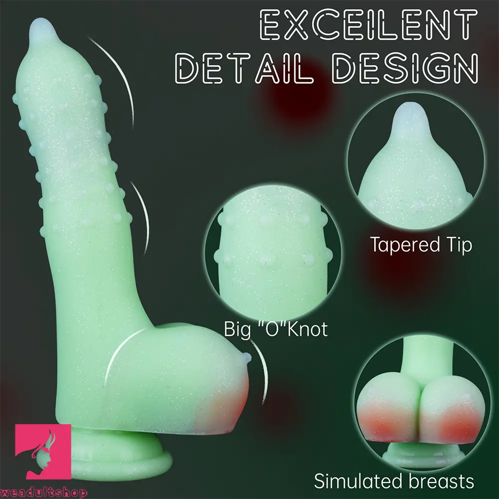 8.07in Spiked Liquid Silicone Soft Monster Dildo Penis Simulator Cock
