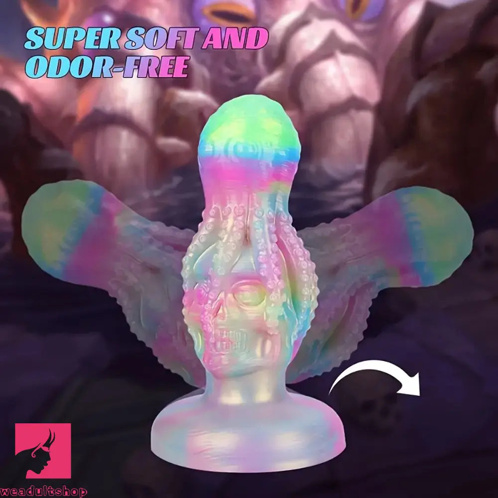 4.8in 5.7in 6.81in 7.87in 8.97in 10.39in Octopus Skull Silicone Luminous Dildo