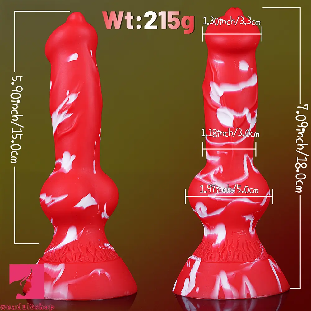 7.09in Lifelike Animal Penis Dog Knot Liquid Silicone Dildo For Anal Sex