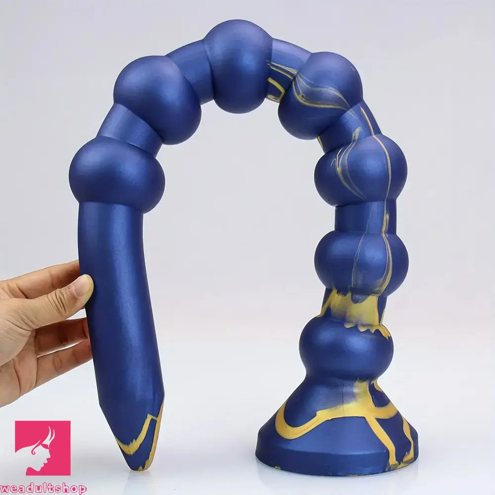 23.22in Long Soft Silicone Adult Toy Huge Dildo With Anal Beads For Clit