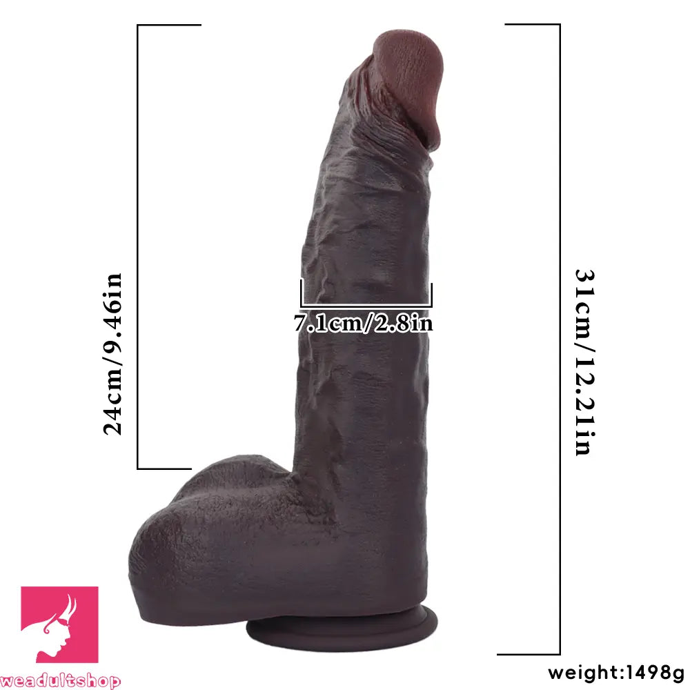 12.2in Real Feeling Skin Silicone Soft Big Dildo For Hands-Free Erotic Pleasure