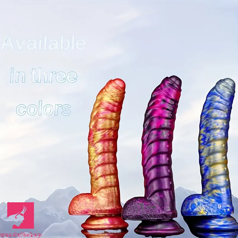 8.11in CATERPILLAR Gilded Mixed Color Creative Silicone Dildo SM Cock Toy