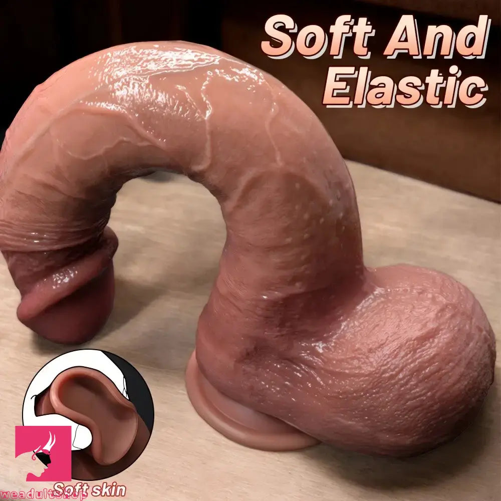 9.84in Soft Liquid Silicone Strap on Curved Women Dildo Wearable Cock Toy