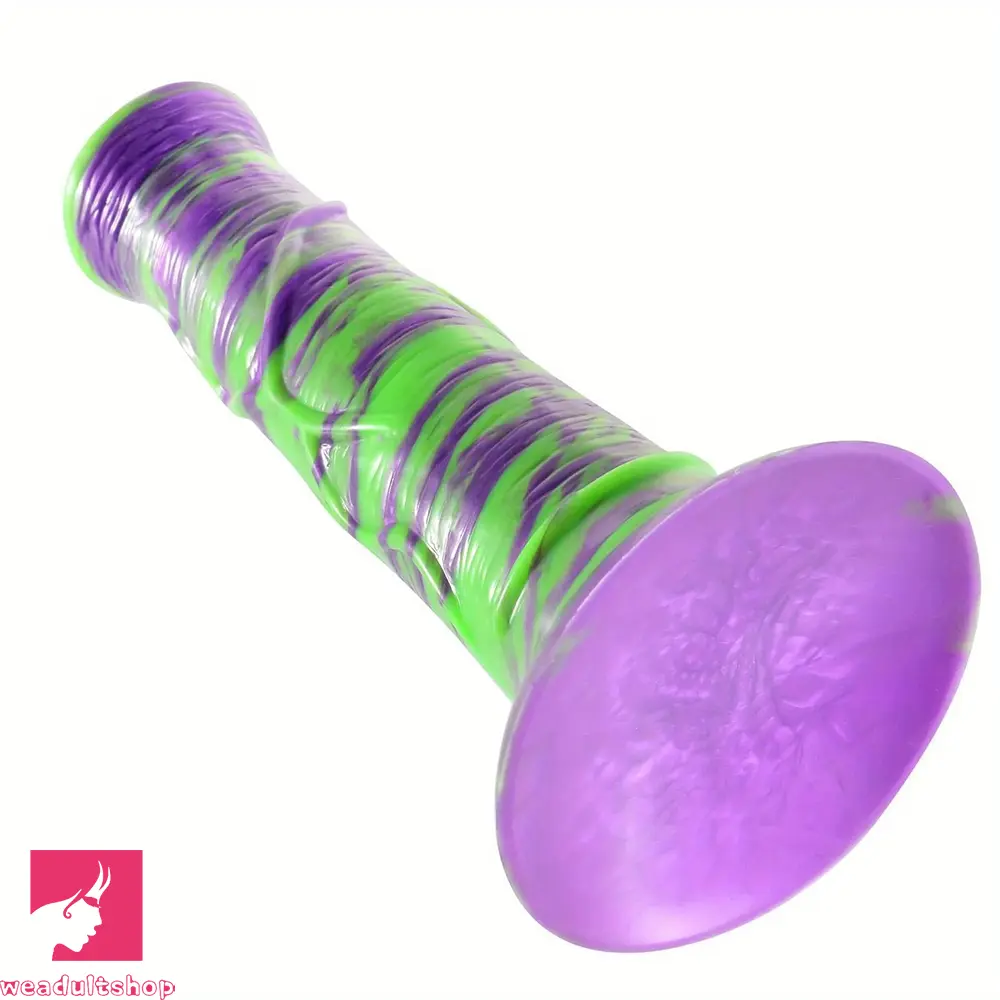 7.87in Realistic Horse Mixed Color Silicone Soft Dildo with Mushroom Head