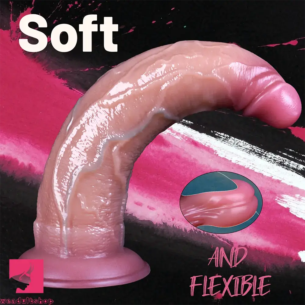 5.51in 7.28in 8.66in Realistic Dual Density Liquid Silicone Curved Anal Dildo