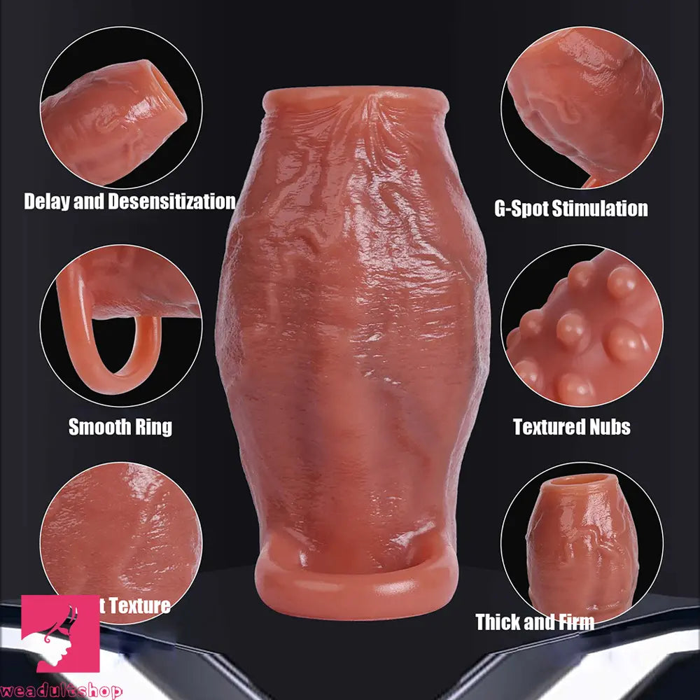 3.15in 3.54in 3.94in Realistic Veins Dildo Sleeve With Cock Ring Hollow Design