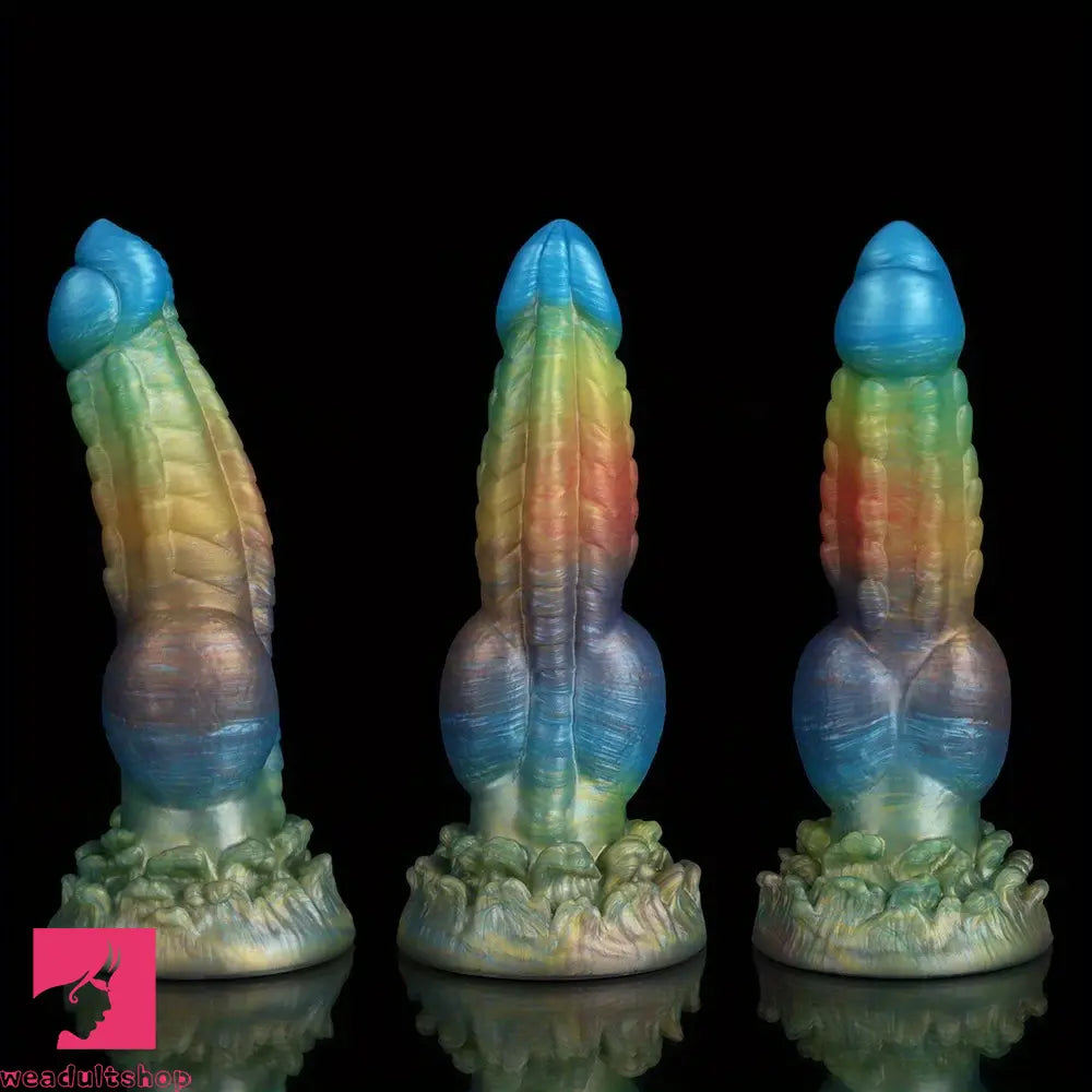 8.5in Multicolored Silicone Oddity Erectional Realistic Knot Anal Dildo