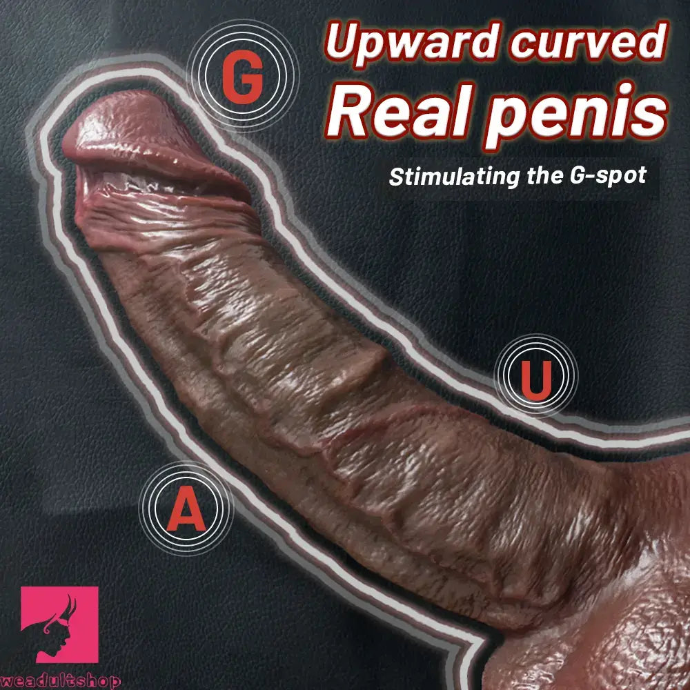 7.48in 8.46in 10.03in 11.22in Real Curved Silicone Strap on Dildo Penis Toy