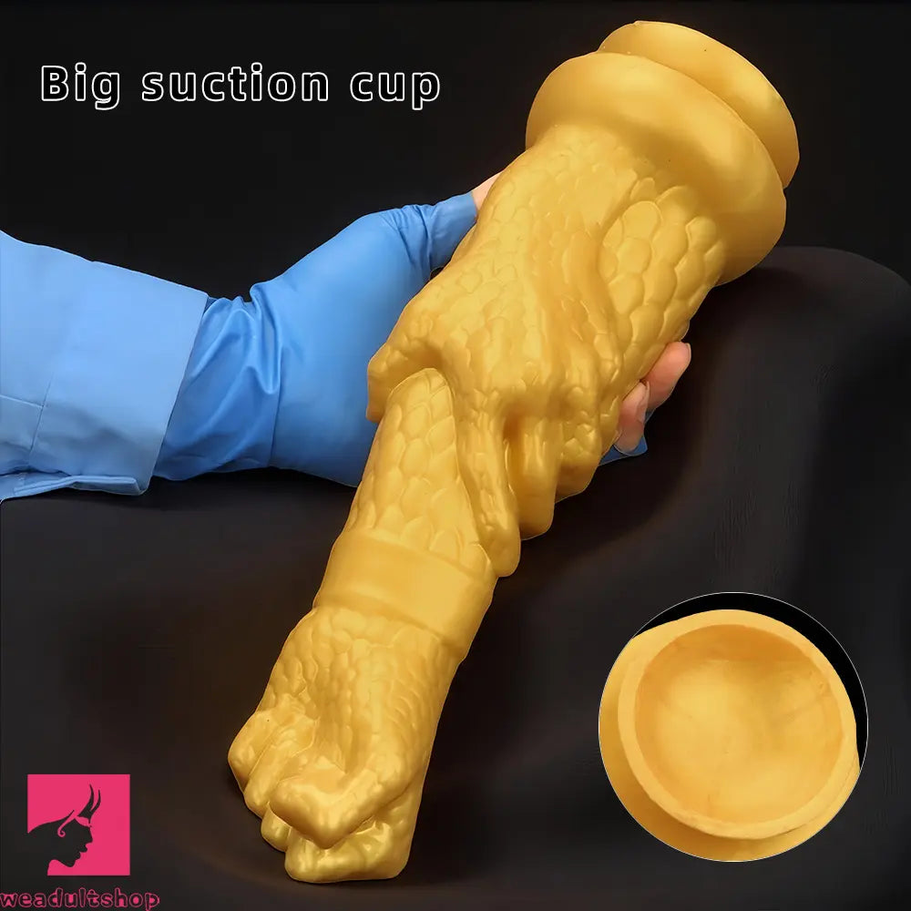 13in Golden Silicone Fist Large Prosthetic Arm Hand Dildo For Fist Hand