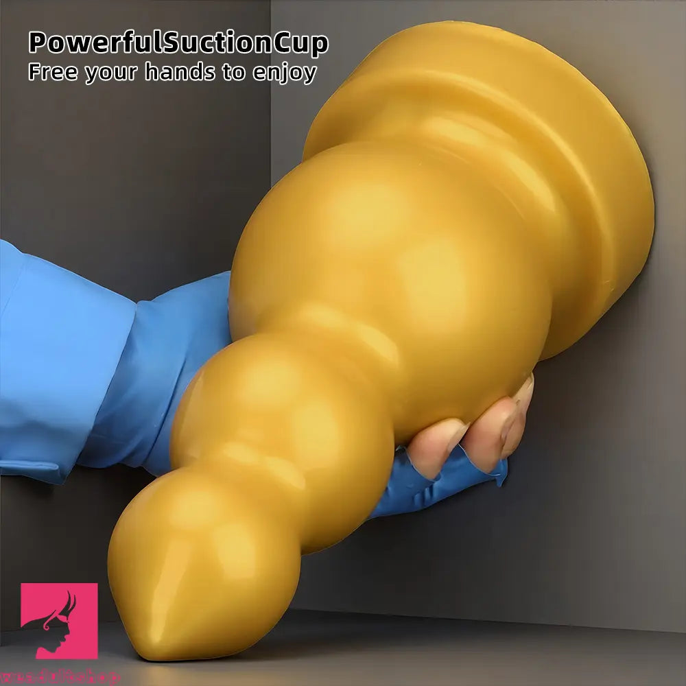 4.13in 5.91in 8.27in 10.63in Golden Soft Gourd-shaped 3-beads Dildo