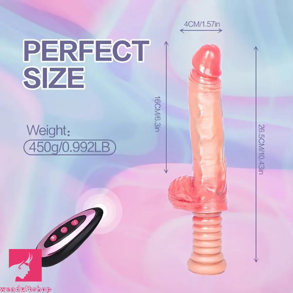10.43in Highly Elastic Silicone Soft Vibrating Heating Remote Automatic Dildo