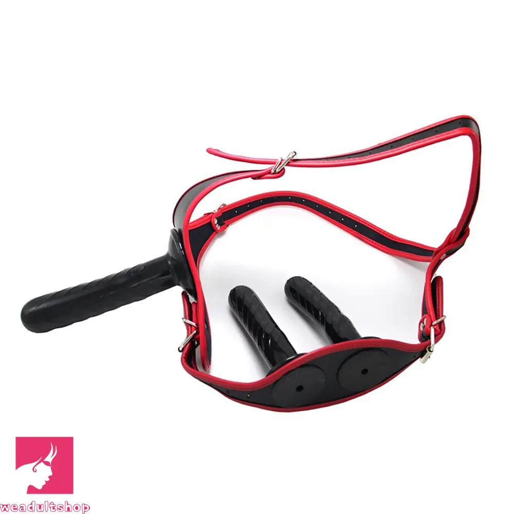 5.51in 6.69in Three-Headed Strap-On Dildo Set in Black Purple For Sex