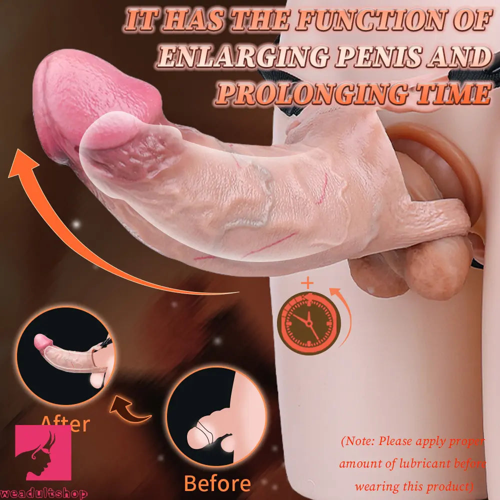 6.37in Real Feeling Strap on Penis Extender Cock Sleeve Dildo For Clit Love