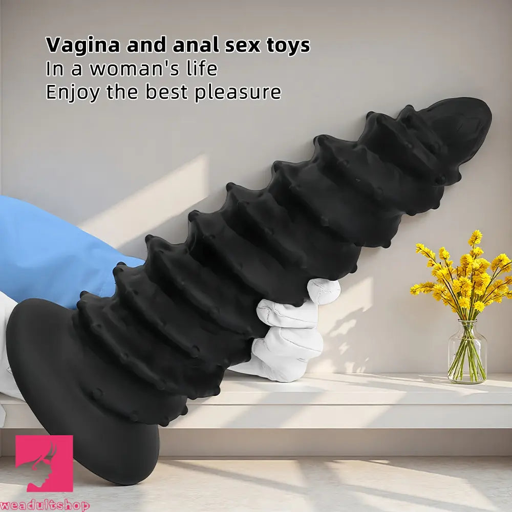 10.43in 12in 14.17in Extra-Big Long Threaded Silicone Sharp Head Dildo