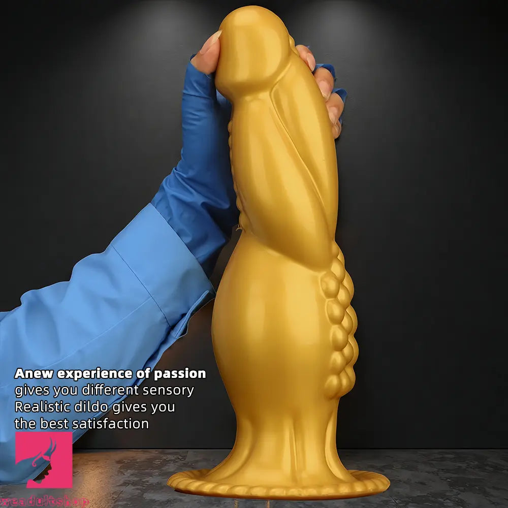 13.78in Golden Soft Silicone Big Fantasy Highquality Material Anal Dildo