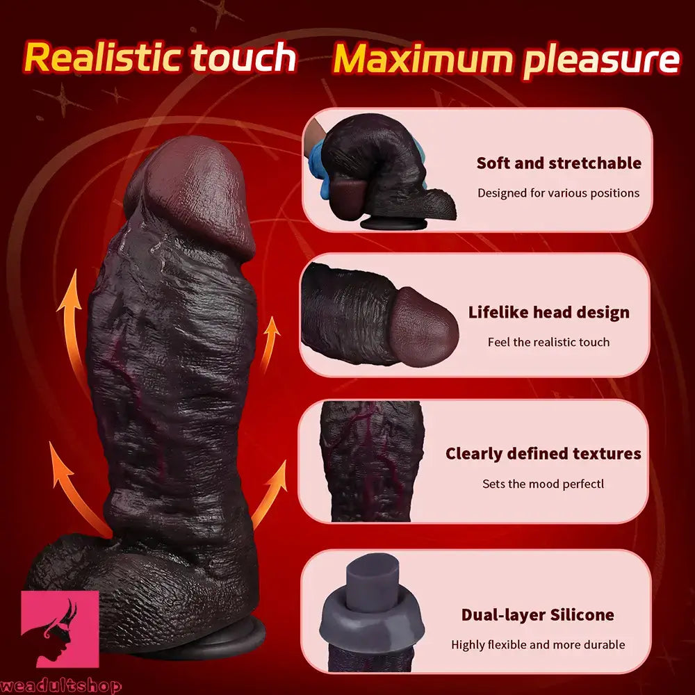 8.98in Real Feel Dual Density Silicone Soft Real Dildo Hands-Free Cock Toy